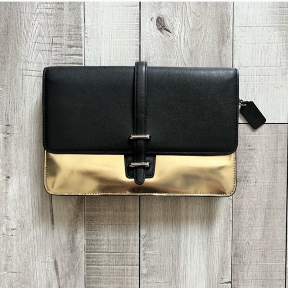 Coach Handbags - Coach Elegant 2in1 Black and Gold Crossbody Or Clutch Women's Bag (EUC)